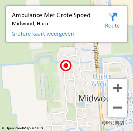 Locatie op kaart van de 112 melding: Ambulance Met Grote Spoed Naar Midwoud, Harn op 23 juni 2022 03:29