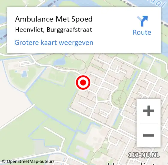 Locatie op kaart van de 112 melding: Ambulance Met Spoed Naar Heenvliet, Burggraafstraat op 23 juni 2022 03:34