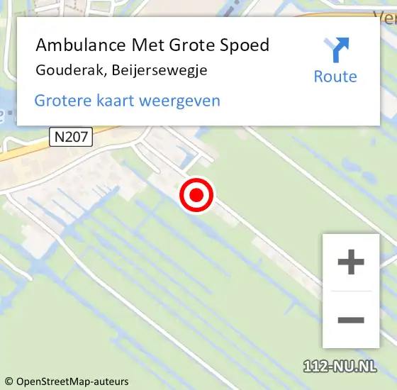 Locatie op kaart van de 112 melding: Ambulance Met Grote Spoed Naar Gouderak, Beijersewegje op 23 juni 2022 04:11