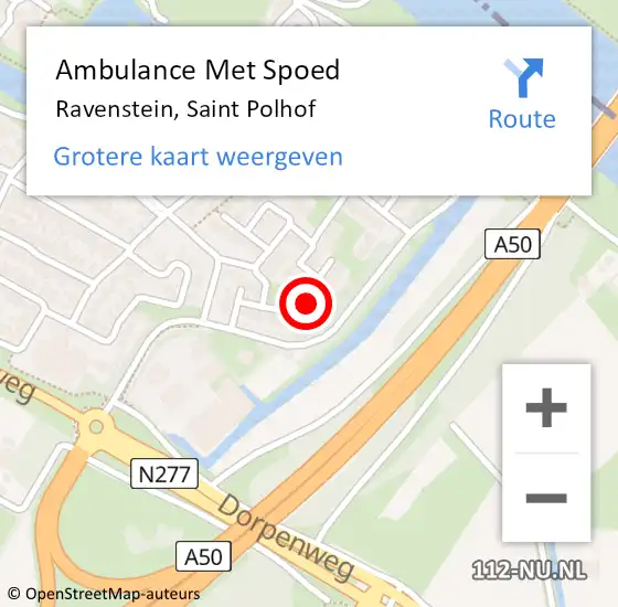 Locatie op kaart van de 112 melding: Ambulance Met Spoed Naar Ravenstein, Saint Polhof op 21 juli 2014 06:00