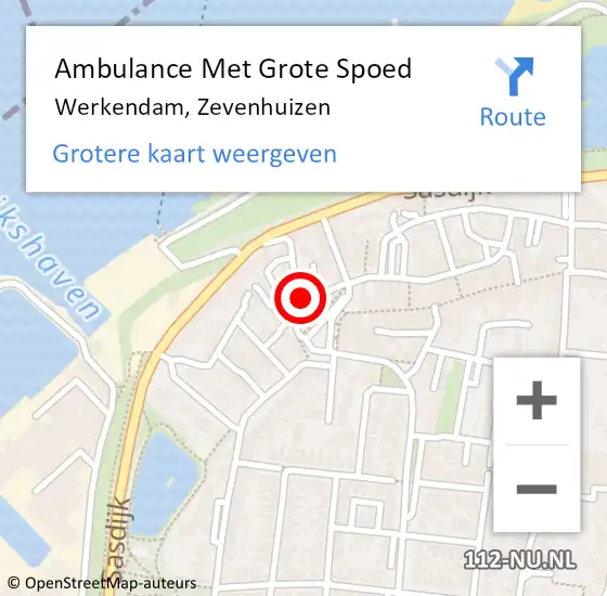 Locatie op kaart van de 112 melding: Ambulance Met Grote Spoed Naar Werkendam, Zevenhuizen op 21 juli 2014 06:00