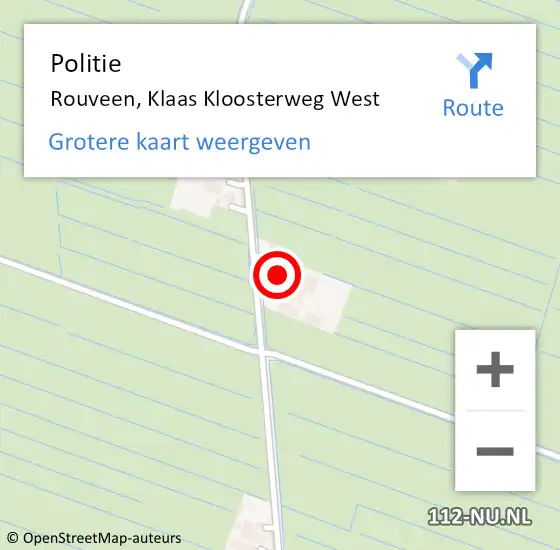 Locatie op kaart van de 112 melding: Politie Rouveen, Klaas Kloosterweg West op 23 juni 2022 06:55