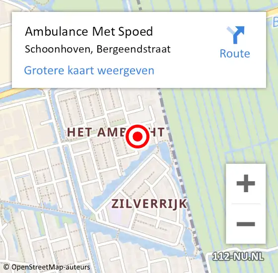 Locatie op kaart van de 112 melding: Ambulance Met Spoed Naar Schoonhoven, Bergeendstraat op 23 juni 2022 07:33