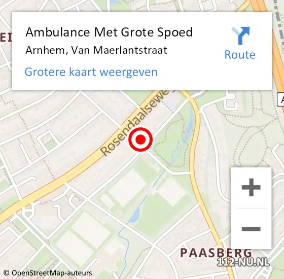 Locatie op kaart van de 112 melding: Ambulance Met Grote Spoed Naar Arnhem, Van Maerlantstraat op 23 juni 2022 07:35