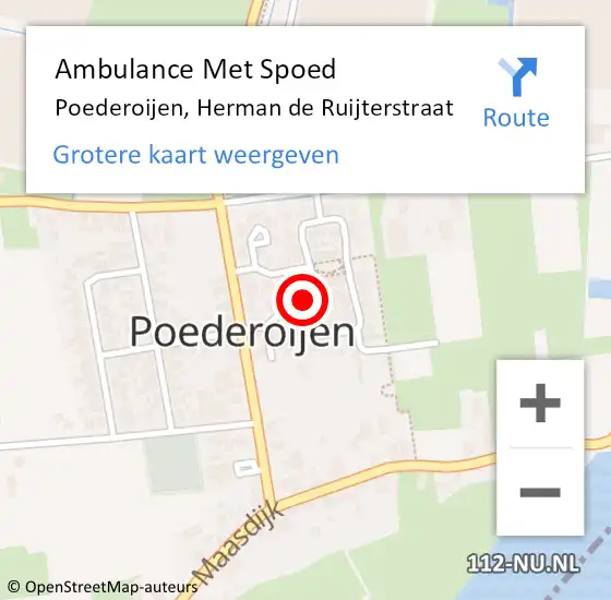 Locatie op kaart van de 112 melding: Ambulance Met Spoed Naar Poederoijen, Herman de Ruijterstraat op 23 juni 2022 07:52