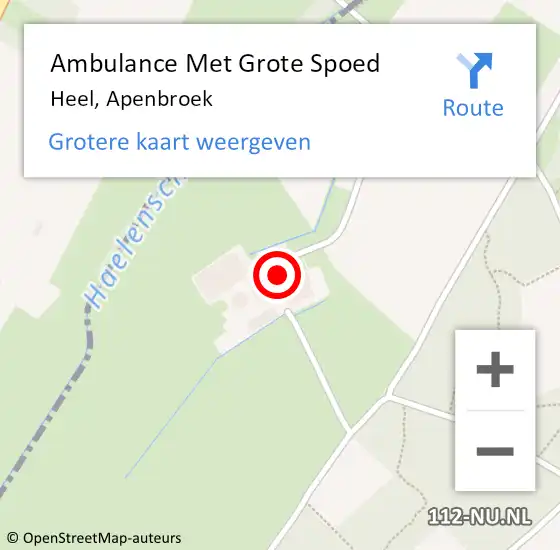 Locatie op kaart van de 112 melding: Ambulance Met Grote Spoed Naar Heel, Apenbroek op 23 juni 2022 07:58