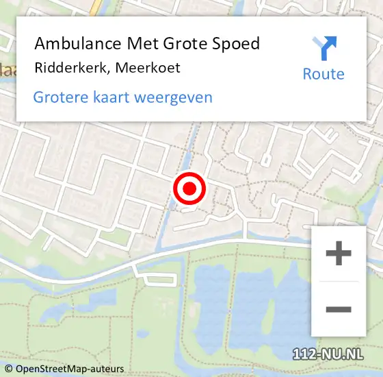 Locatie op kaart van de 112 melding: Ambulance Met Grote Spoed Naar Ridderkerk, Meerkoet op 23 juni 2022 08:10