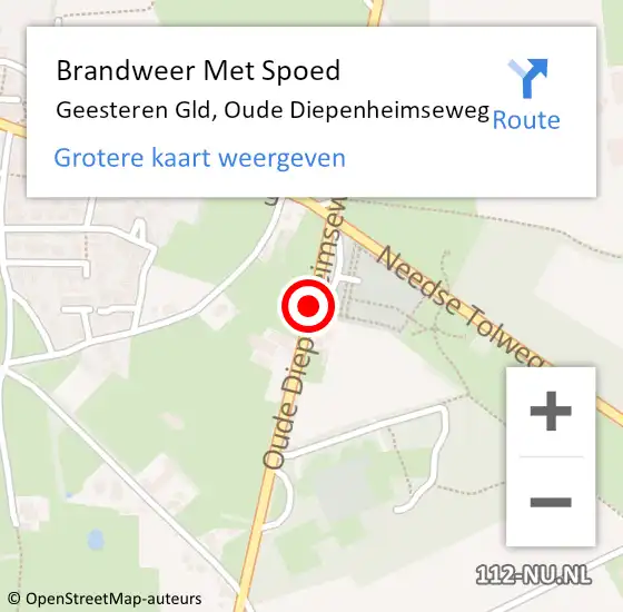 Locatie op kaart van de 112 melding: Brandweer Met Spoed Naar Geesteren Gld, Oude Diepenheimseweg op 21 juli 2014 06:23