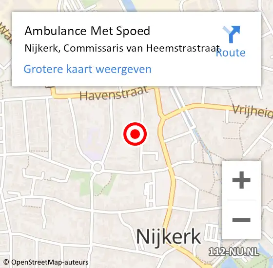 Locatie op kaart van de 112 melding: Ambulance Met Spoed Naar Nijkerk, Commissaris van Heemstrastraat op 23 juni 2022 08:45