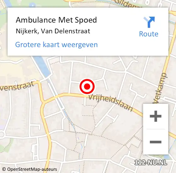 Locatie op kaart van de 112 melding: Ambulance Met Spoed Naar Nijkerk, Van Delenstraat op 23 juni 2022 08:51