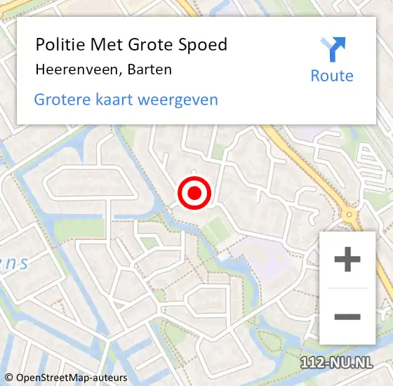 Locatie op kaart van de 112 melding: Politie Met Grote Spoed Naar Heerenveen, Barten op 23 juni 2022 08:59