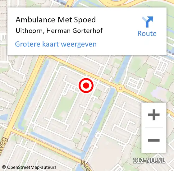 Locatie op kaart van de 112 melding: Ambulance Met Spoed Naar Uithoorn, Herman Gorterhof op 23 juni 2022 09:04