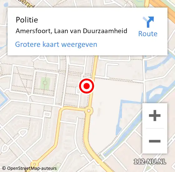 Locatie op kaart van de 112 melding: Politie Amersfoort, Laan van Duurzaamheid op 23 juni 2022 09:25