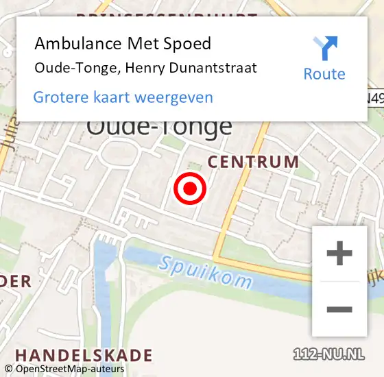 Locatie op kaart van de 112 melding: Ambulance Met Spoed Naar Oude-Tonge, Henry Dunantstraat op 23 juni 2022 09:27