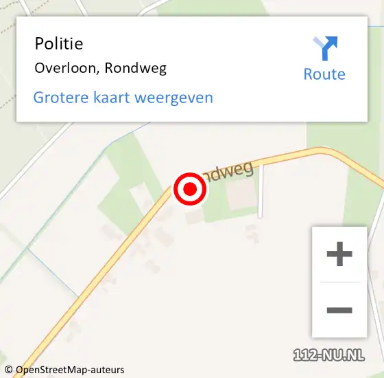 Locatie op kaart van de 112 melding: Politie Overloon, Rondweg op 23 juni 2022 10:02