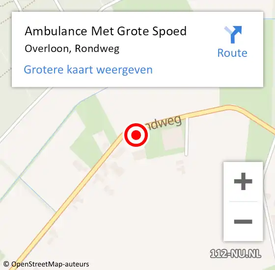 Locatie op kaart van de 112 melding: Ambulance Met Grote Spoed Naar Overloon, Rondweg op 23 juni 2022 10:04