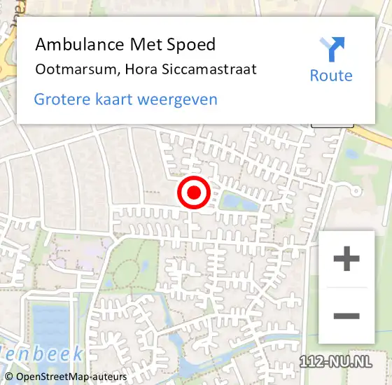 Locatie op kaart van de 112 melding: Ambulance Met Spoed Naar Ootmarsum, Hora Siccamastraat op 23 juni 2022 10:06