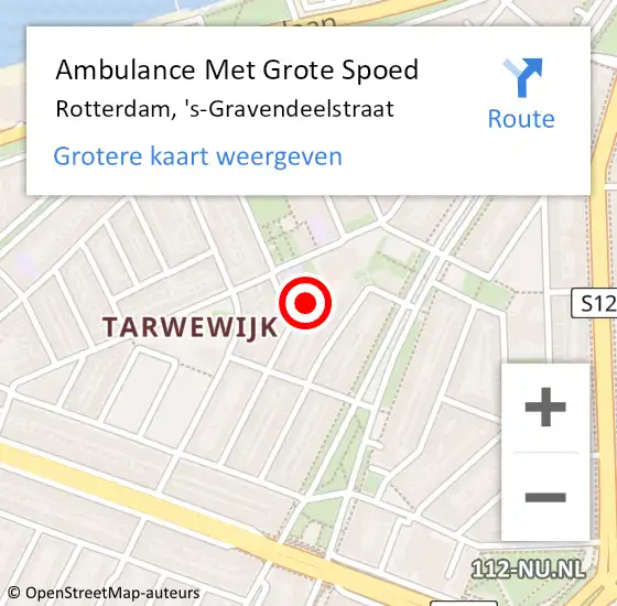 Locatie op kaart van de 112 melding: Ambulance Met Grote Spoed Naar Rotterdam, 's-Gravendeelstraat op 23 juni 2022 10:20