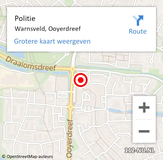 Locatie op kaart van de 112 melding: Politie Warnsveld, Ooyerdreef op 23 juni 2022 10:20