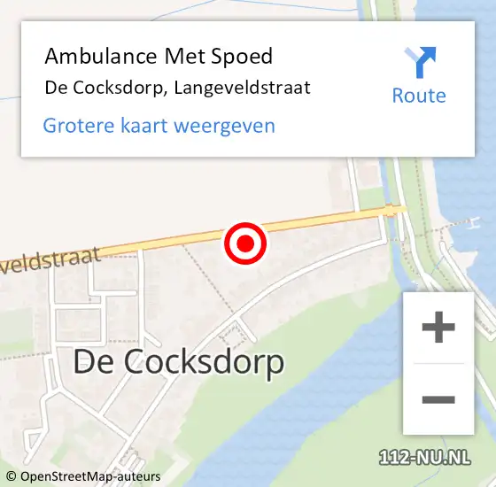 Locatie op kaart van de 112 melding: Ambulance Met Spoed Naar De Cocksdorp, Langeveldstraat op 23 juni 2022 10:38