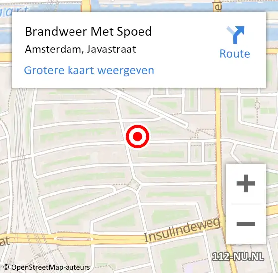 Locatie op kaart van de 112 melding: Brandweer Met Spoed Naar Amsterdam, Javastraat op 23 juni 2022 10:54