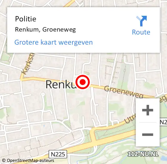 Locatie op kaart van de 112 melding: Politie Renkum, Groeneweg op 23 juni 2022 11:08