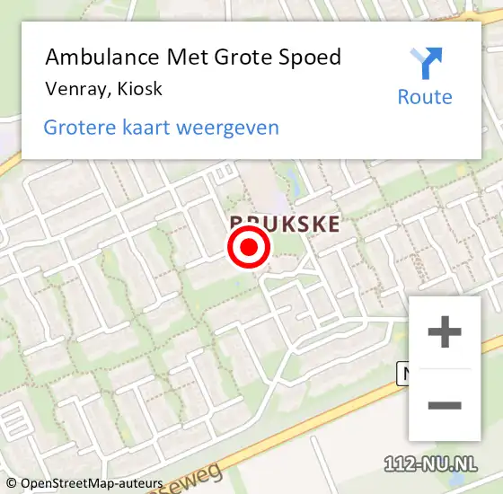 Locatie op kaart van de 112 melding: Ambulance Met Grote Spoed Naar Venray, Kiosk op 23 juni 2022 11:12