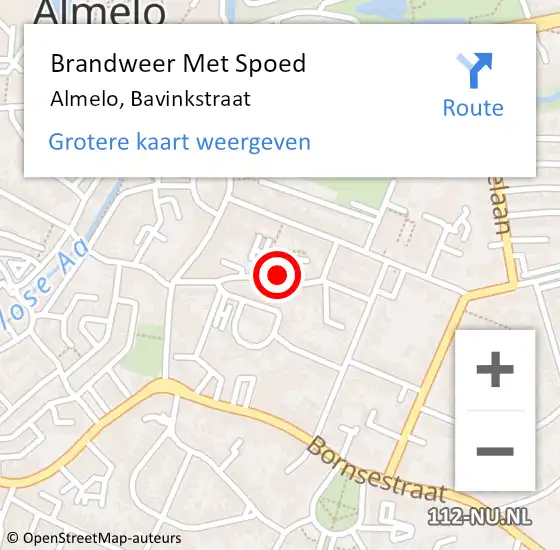 Locatie op kaart van de 112 melding: Brandweer Met Spoed Naar Almelo, Bavinkstraat op 23 juni 2022 11:25