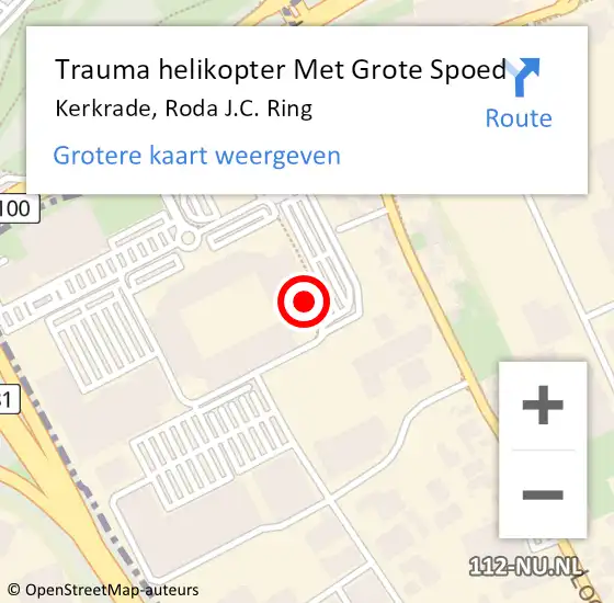 Locatie op kaart van de 112 melding: Trauma helikopter Met Grote Spoed Naar Kerkrade, Roda J.C. Ring op 23 juni 2022 11:25