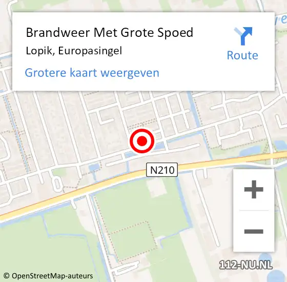 Locatie op kaart van de 112 melding: Brandweer Met Grote Spoed Naar Lopik, Europasingel op 23 juni 2022 11:26