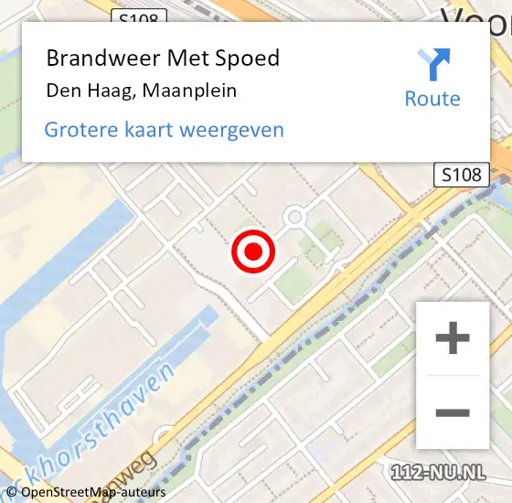 Locatie op kaart van de 112 melding: Brandweer Met Spoed Naar Den Haag, Maanplein op 23 juni 2022 11:45