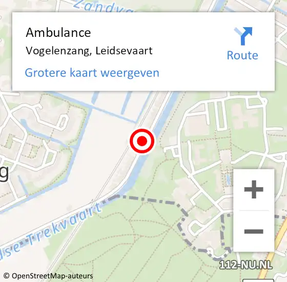 Locatie op kaart van de 112 melding: Ambulance Vogelenzang, Leidsevaart op 23 juni 2022 11:47