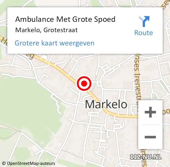 Locatie op kaart van de 112 melding: Ambulance Met Grote Spoed Naar Markelo, Grotestraat op 23 juni 2022 11:48