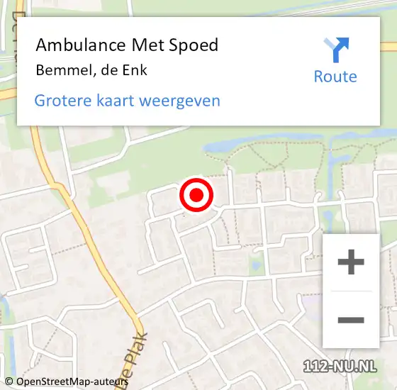 Locatie op kaart van de 112 melding: Ambulance Met Spoed Naar Bemmel, de Enk op 23 juni 2022 11:48