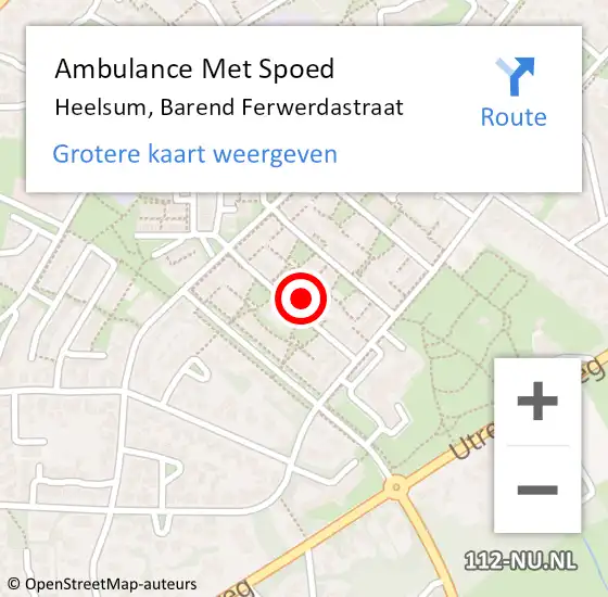 Locatie op kaart van de 112 melding: Ambulance Met Spoed Naar Heelsum, Barend Ferwerdastraat op 23 juni 2022 11:51