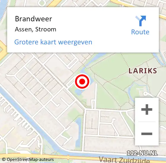Locatie op kaart van de 112 melding: Brandweer Assen, Stroom op 23 juni 2022 11:55