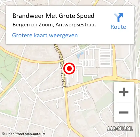 Locatie op kaart van de 112 melding: Brandweer Met Grote Spoed Naar Bergen op Zoom, Antwerpsestraat op 23 juni 2022 11:58