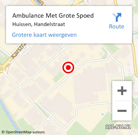 Locatie op kaart van de 112 melding: Ambulance Met Grote Spoed Naar Huissen, Handelstraat op 23 juni 2022 12:03