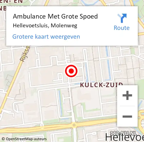 Locatie op kaart van de 112 melding: Ambulance Met Grote Spoed Naar Hellevoetsluis, Molenweg op 23 juni 2022 12:16