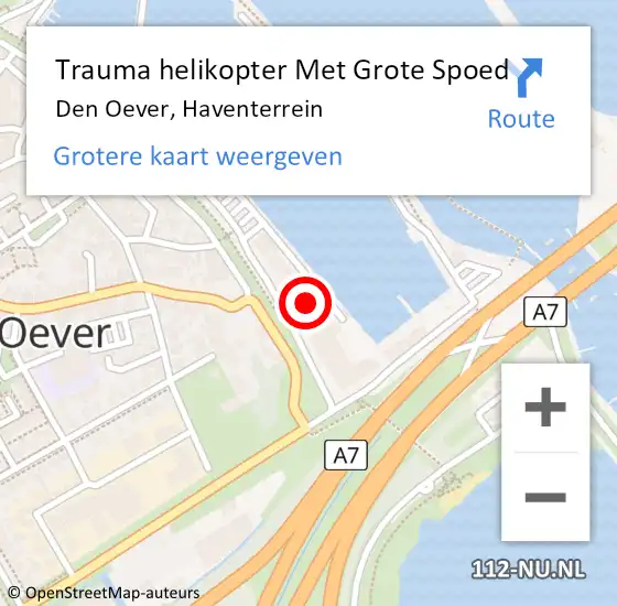 Locatie op kaart van de 112 melding: Trauma helikopter Met Grote Spoed Naar Den Oever, Haventerrein op 23 juni 2022 12:27