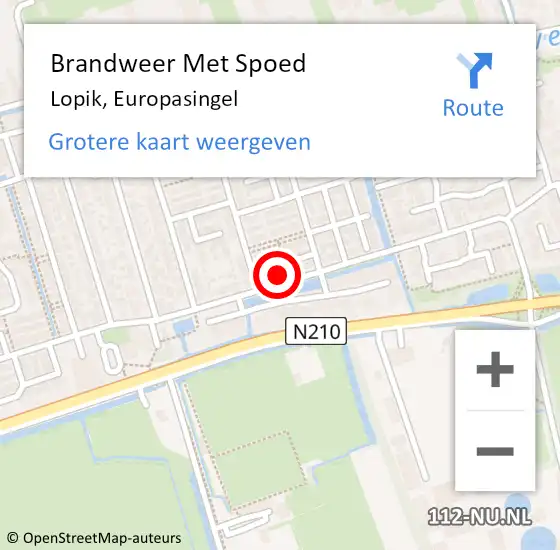 Locatie op kaart van de 112 melding: Brandweer Met Spoed Naar Lopik, Europasingel op 23 juni 2022 12:28