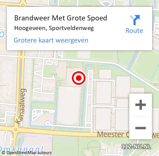 Locatie op kaart van de 112 melding: Brandweer Met Grote Spoed Naar Hoogeveen, Sportveldenweg op 23 juni 2022 12:39