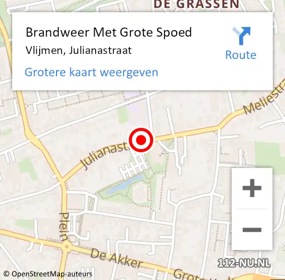 Locatie op kaart van de 112 melding: Brandweer Met Grote Spoed Naar Vlijmen, Julianastraat op 23 juni 2022 12:43