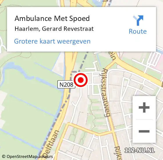 Locatie op kaart van de 112 melding: Ambulance Met Spoed Naar Haarlem, Gerard Revestraat op 23 juni 2022 12:45