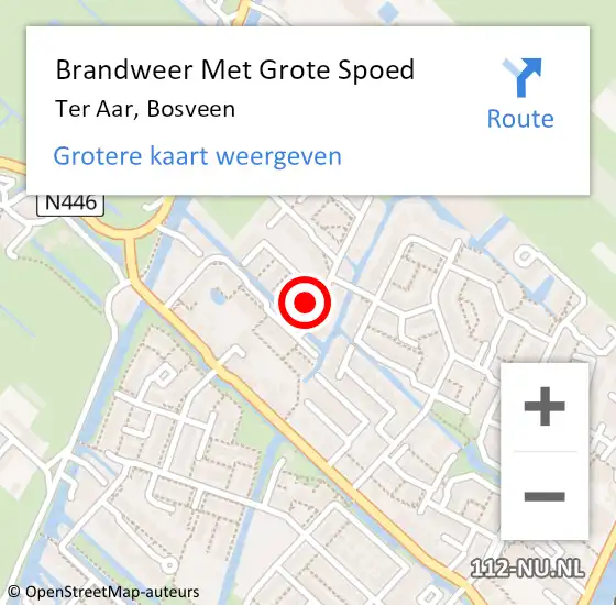 Locatie op kaart van de 112 melding: Brandweer Met Grote Spoed Naar Ter Aar, Bosveen op 23 juni 2022 12:49