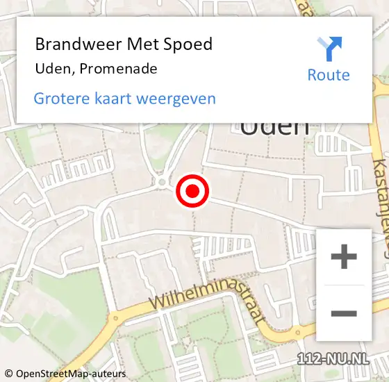 Locatie op kaart van de 112 melding: Brandweer Met Spoed Naar Uden, Promenade op 23 juni 2022 12:49