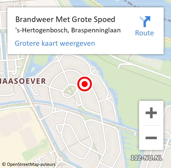 Locatie op kaart van de 112 melding: Brandweer Met Grote Spoed Naar 's-Hertogenbosch, Braspenninglaan op 23 juni 2022 12:58