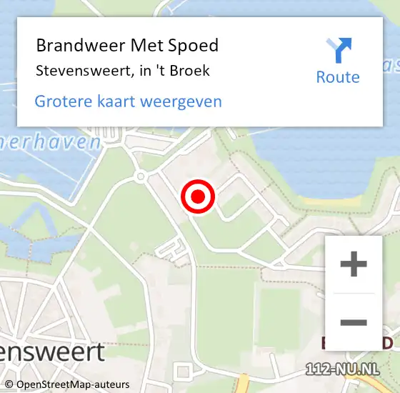 Locatie op kaart van de 112 melding: Brandweer Met Spoed Naar Stevensweert, in 't Broek op 23 juni 2022 13:06