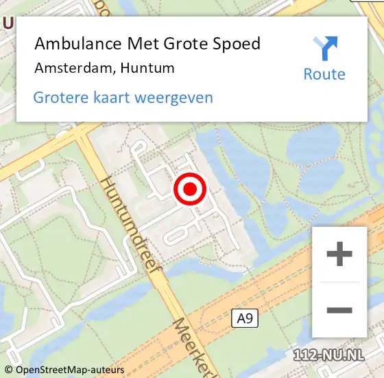 Locatie op kaart van de 112 melding: Ambulance Met Grote Spoed Naar Amsterdam-Zuidoost, Huntum op 23 juni 2022 13:11