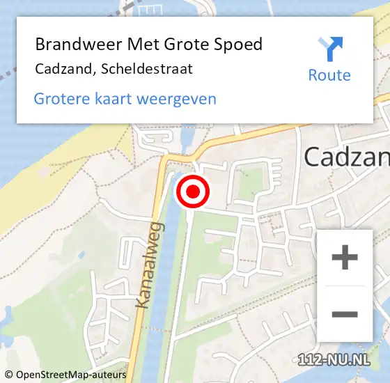 Locatie op kaart van de 112 melding: Brandweer Met Grote Spoed Naar Cadzand, Scheldestraat op 21 juli 2014 07:44